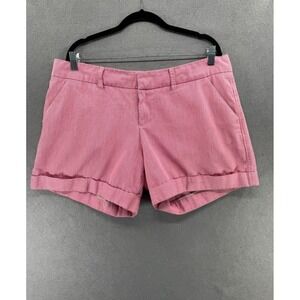 Dear John Chino Shorts Womens Size‎ 33 Pink White Candy Stripe Cuffed Stretch